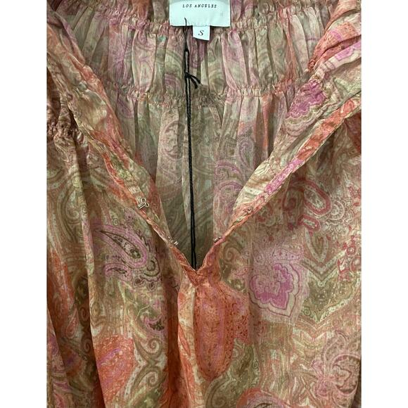 NWT Misa Almaha Mini Dress Small Pink Muted Paisley Ruffle Feminine - Picture 11 of 16